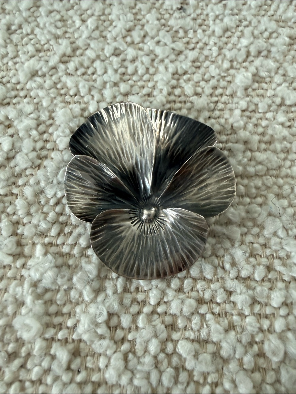 Vintage Stuart Nye Sterling Silver Pansy Brooch Pat. 1940 Hand Wrought Pin